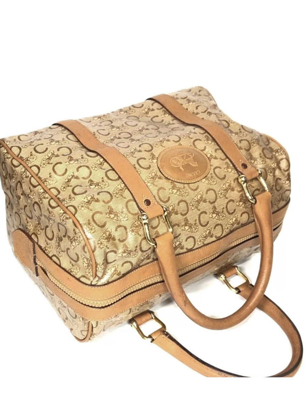 Authentic Vintage Celine Macadam Boston Bag Horse Carriage Satchel - Picture 4 of 14